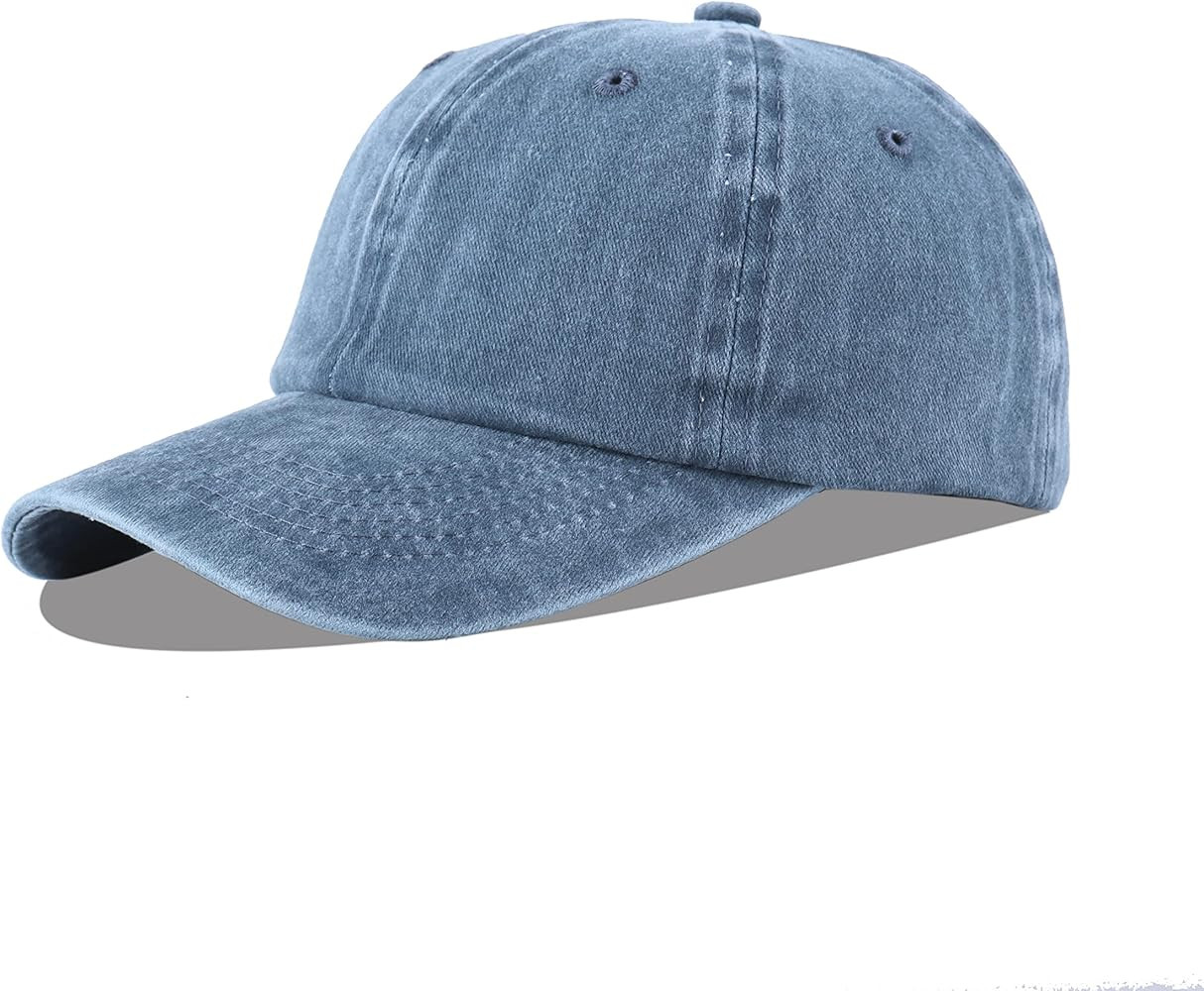 LANGZHEN Unisex Baseball Cap 100% Cotton Fits Men Women Washed Denim Adjustable Dad Hat | Amazon (US)
