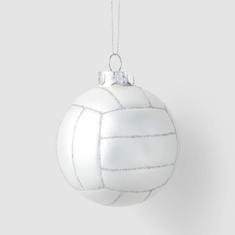 Glass Volleyball Christmas Tree Ornament White/Silver - Wondershop™ | Target