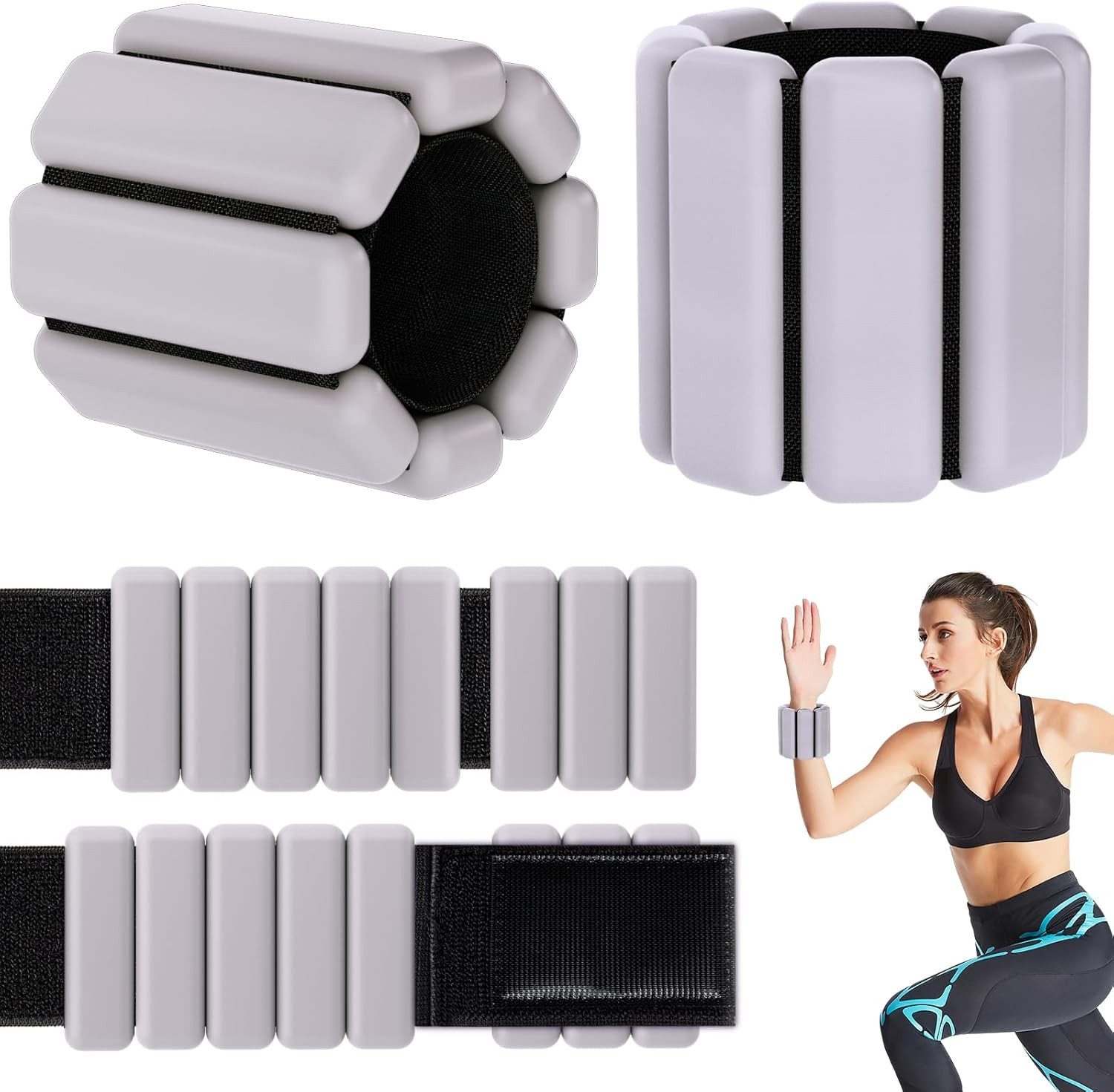 Adjustable Ankle & Wrist Weights, Set of 2 Wearable Weighted Wrist bands 2 LB (1 LB Each) Valenti... | Amazon (US)