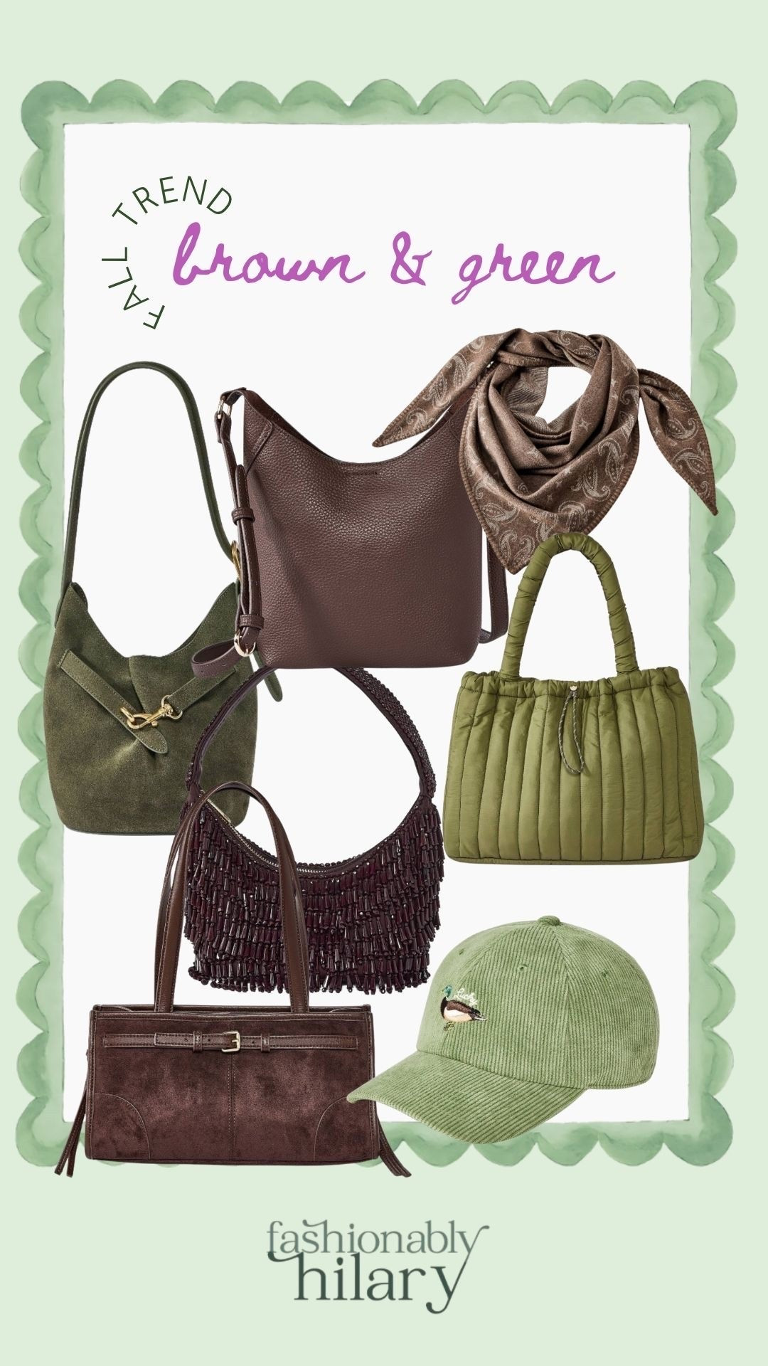 @Target has the affordable handbags of my fall dreams! Green and brown are trending, and they have the best dang options around. I love this brown scarf to wear around my neck I for a western vibe, or on the handbag for a cute detail. Ducks are trending and this hat is adorable!
Fall accessories, look-for-less handbags