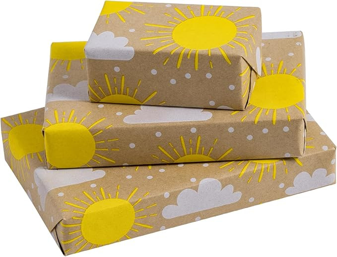 RUSPEPA Kraft Wrapping Paper Roll - Mini Roll - Sun and Cloud Design Great for Birthday, Party, B... | Amazon (US)