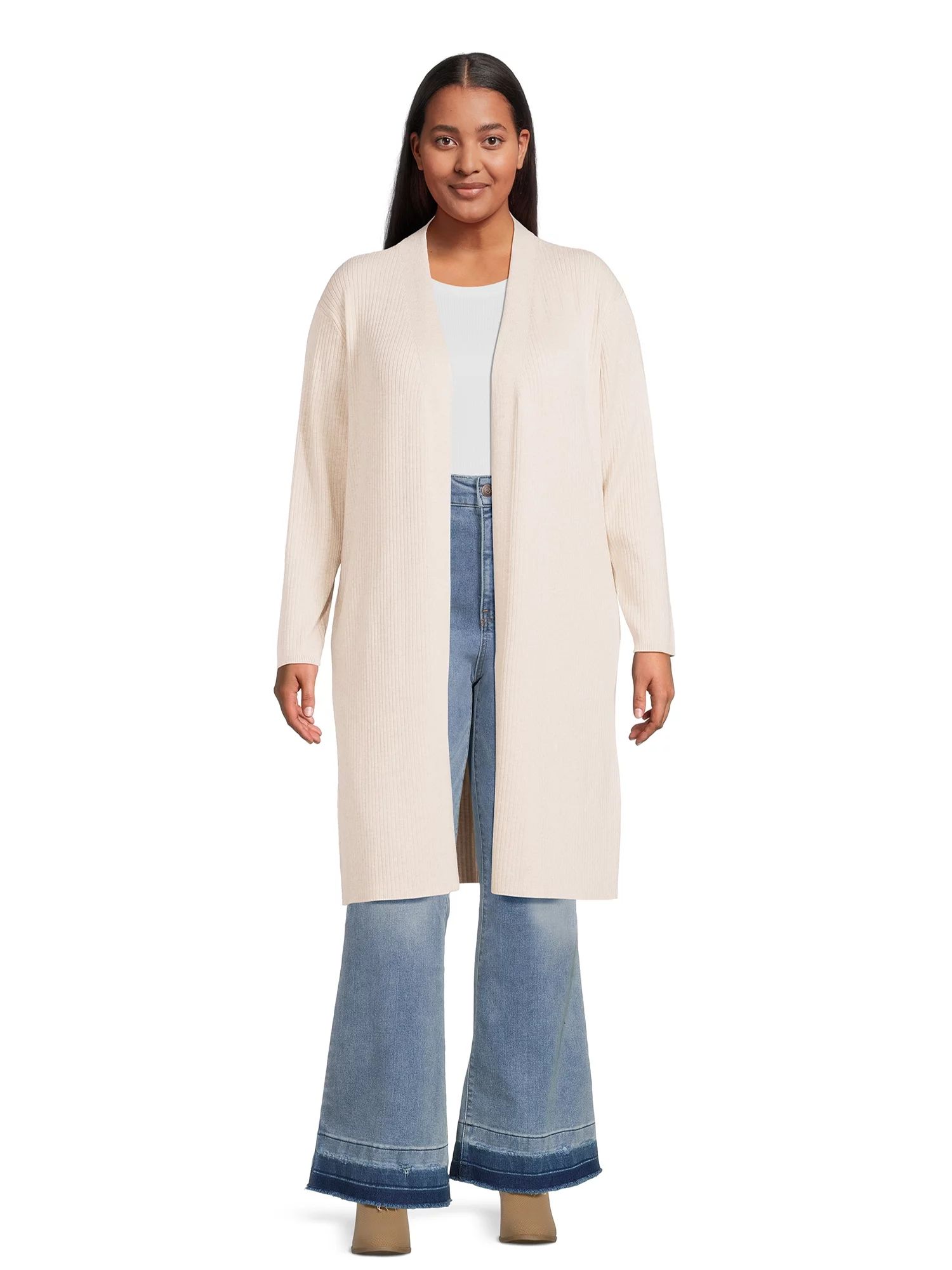 Terra & Sky Women's Plus Size Open Front Duster Cardigan Sweater, Lightweight - Walmart.com | Walmart (US)