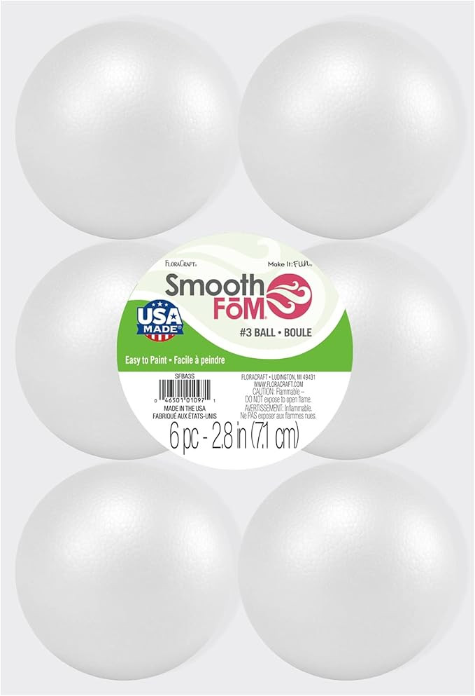 FloraCraft SmoothFoam 6 Piece Ball 2.9 Inch White | Amazon (US)