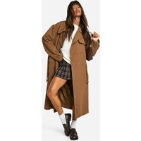 Womens Belted Trench Coat - Brown - 4 | boohoo (US & Canada)