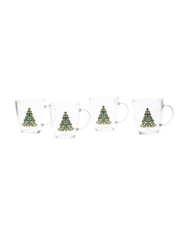 Tjmaxx Christmas Mugs, Christmas Tree Mugs, Xmas Mug, Kitchen Xmas Mug,4pk Jewel Christmas Tree Mugs | TJ Maxx