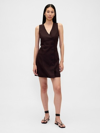 Linen-Blend Asymmetrical Mini Dress | Gap (US)