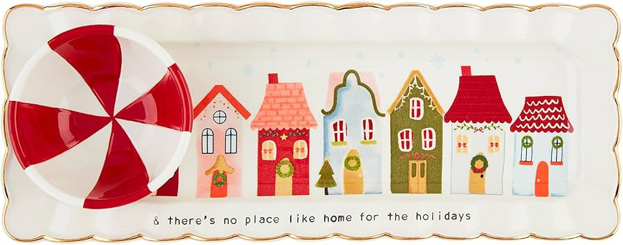 Mud Pie House Dip And Tray Set; tray 4 3/4" x 12 1/4" | dip 2 1/2" x 3 1/2" dia | Amazon (US)