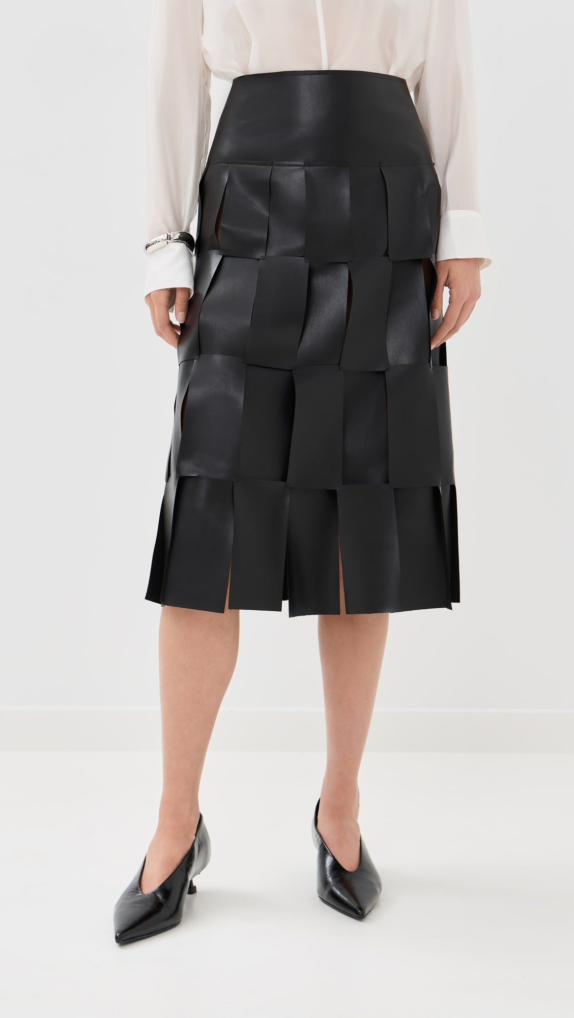 Faux Leather Midi Multi Rectangle Skirt | Shopbop