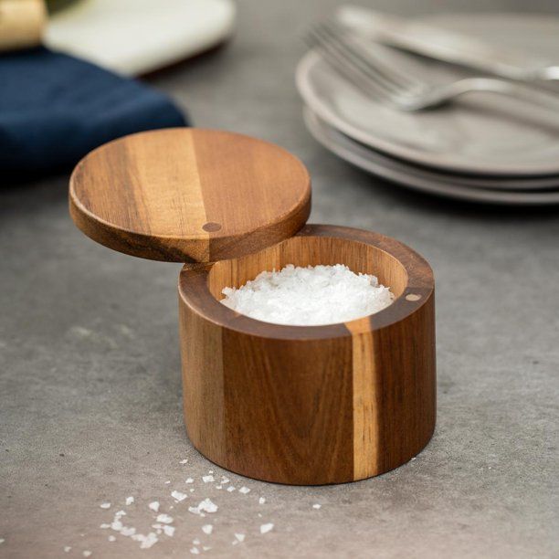 Better Homes & Gardens Acacia Wood Round Small Salt Chamber | Walmart (US)