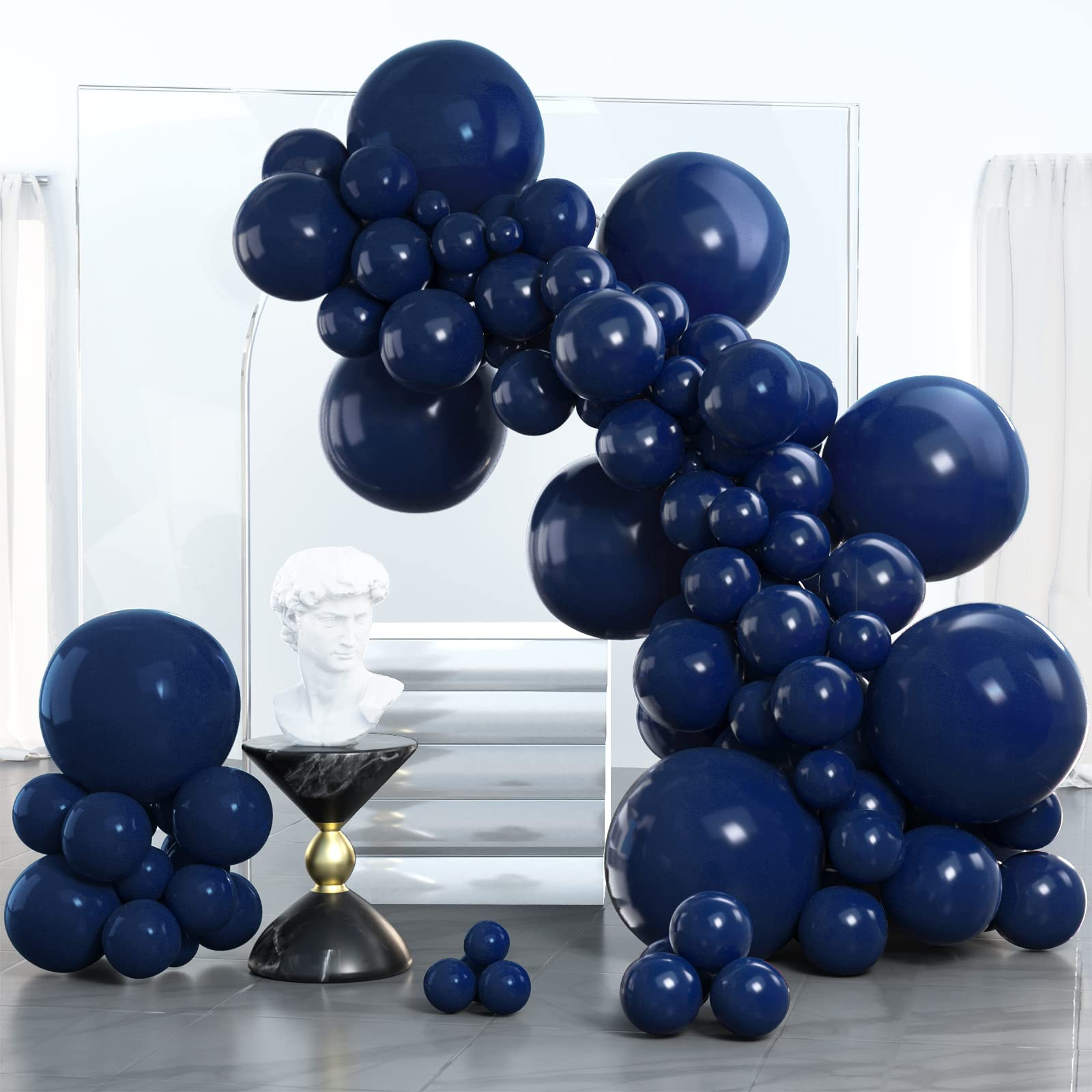 PartyWoo Navy Blue Balloons 100 pcs Different Sizes Pack of 18 12 10 5 Inch Pearl Dark Blue Ballo... | Amazon (US)