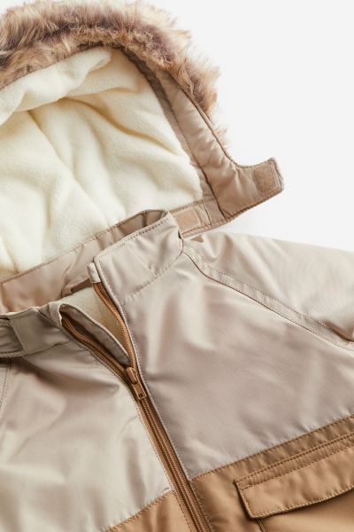 Hooded Jacket - Light beige/color-block - Kids | H&M US | H&M (US + CA)