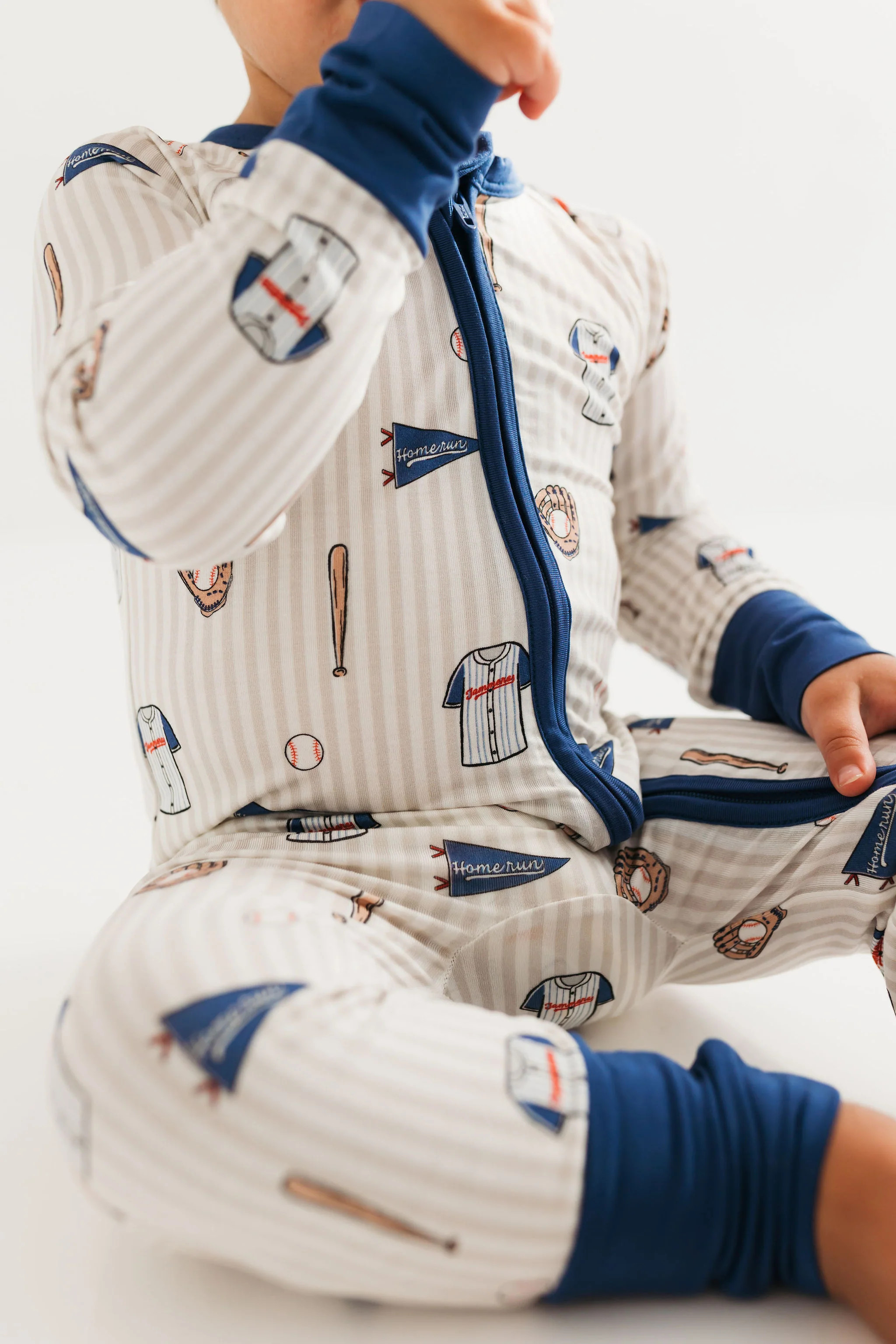 Blue Baseball Zipper Romper | In My Jammers
