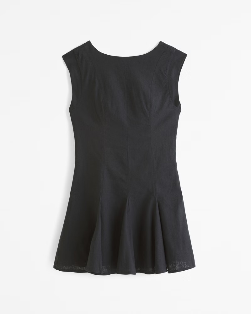 Women's Linen-Blend Godet Mini Dress | Women's Clearance | Abercrombie.com | Abercrombie & Fitch (US)