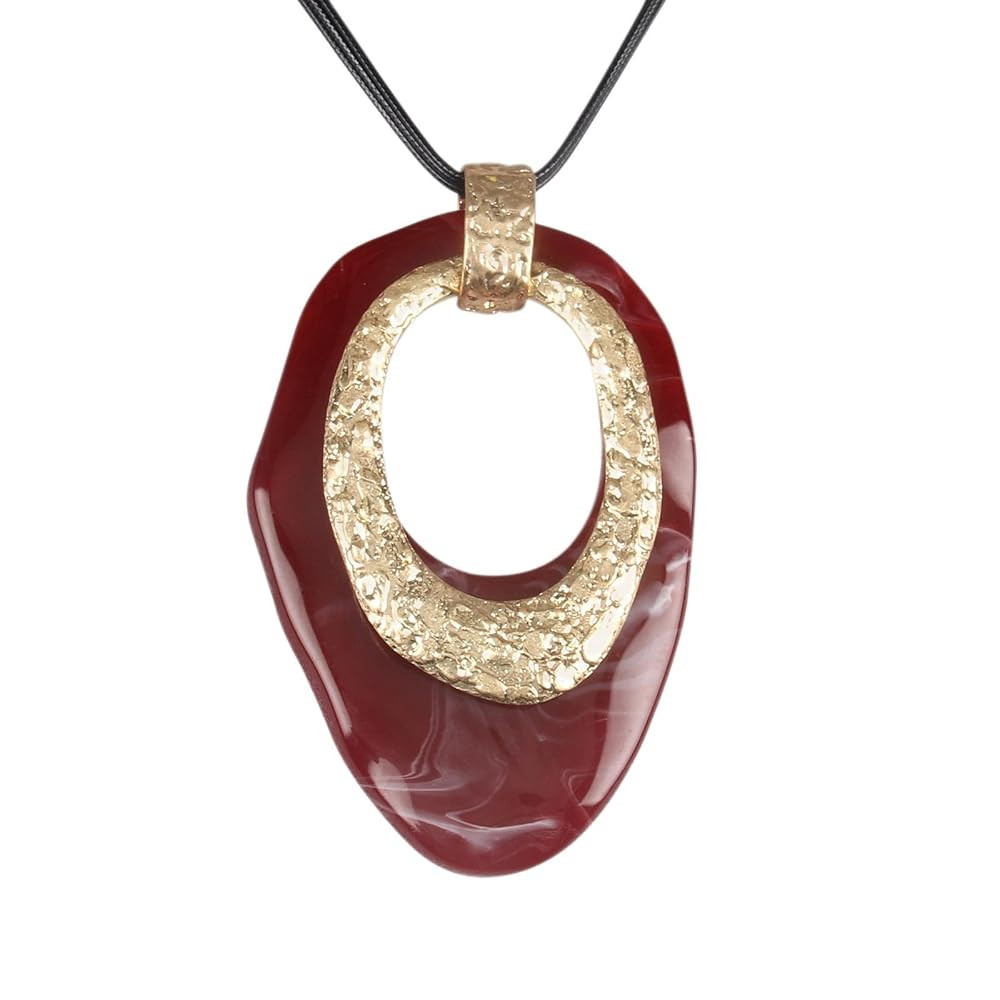 GelConnie Leather Necklace for Women Large Pendant Long Brown Necklace Circle Leather Choker Vint... | Amazon (US)