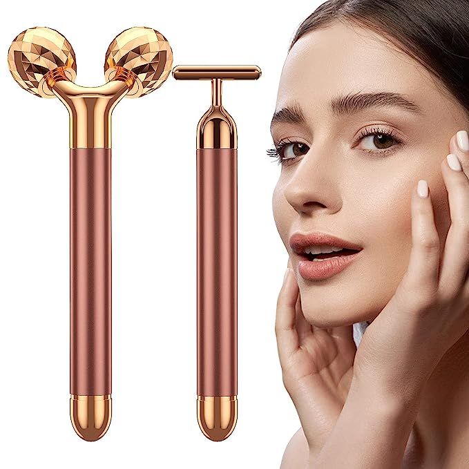 2 in 1 Face Massager Roller Electric Face Roller, 3D Roller and T Shape Face Massager Kit Gift Se... | Amazon (US)