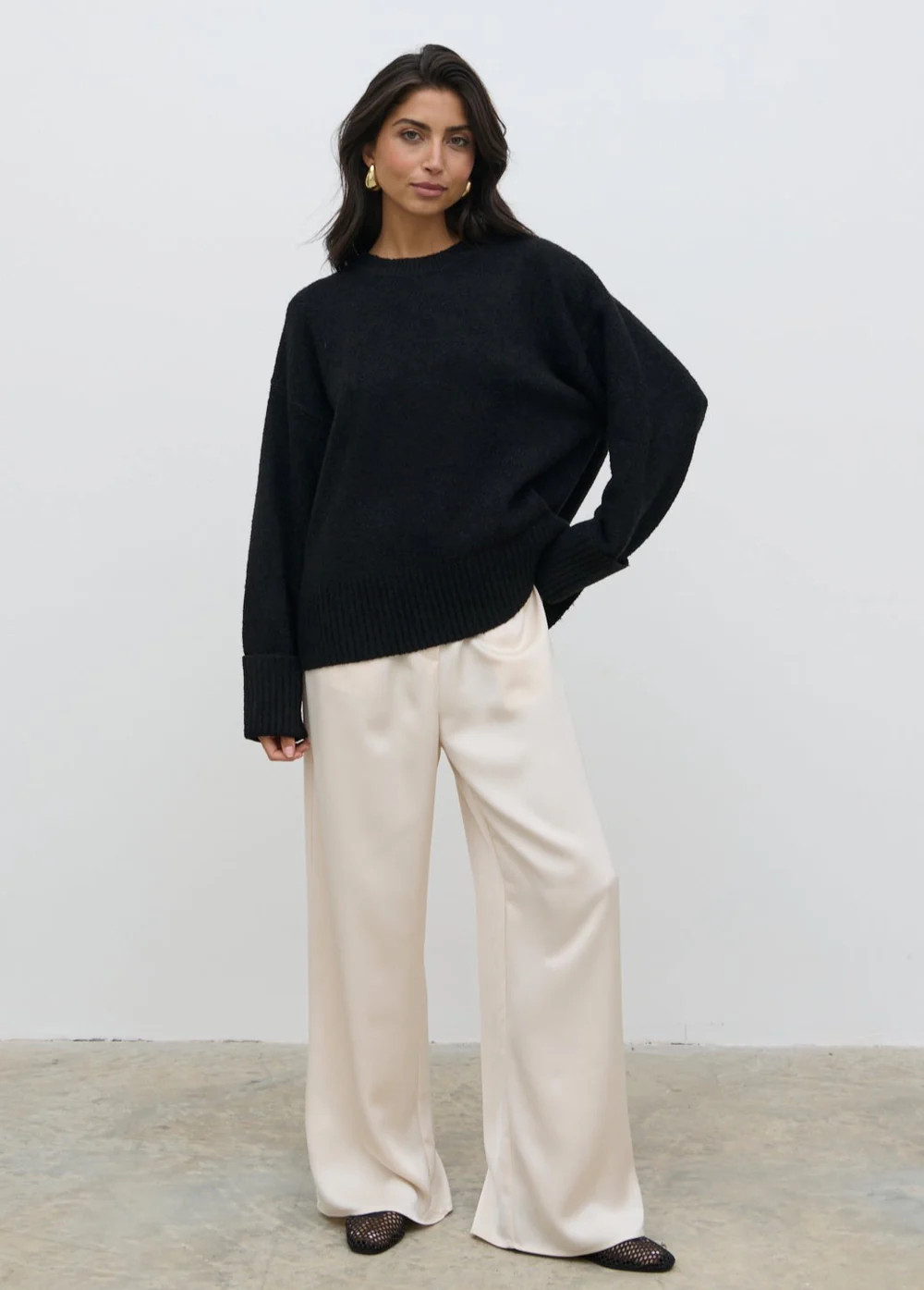 Camille Oversized Borg Jumper - Black | Pretty Lavish (UK)