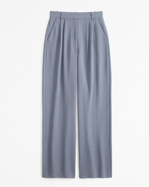 Curve Love A&F Sloane Tailored Premium Crepe Pant | Abercrombie & Fitch (US)