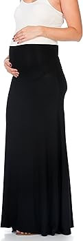 My Bump Women's High Waisted Floor Length Maternity Maxi Skirt with Tummy Control(Made in USA) | Amazon (US)