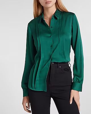 Satin Pleated Shirt | Express