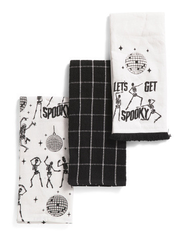 Set Of 3 Skeleton Disco Kitchen Towels | Halloween | Marshalls | Marshalls