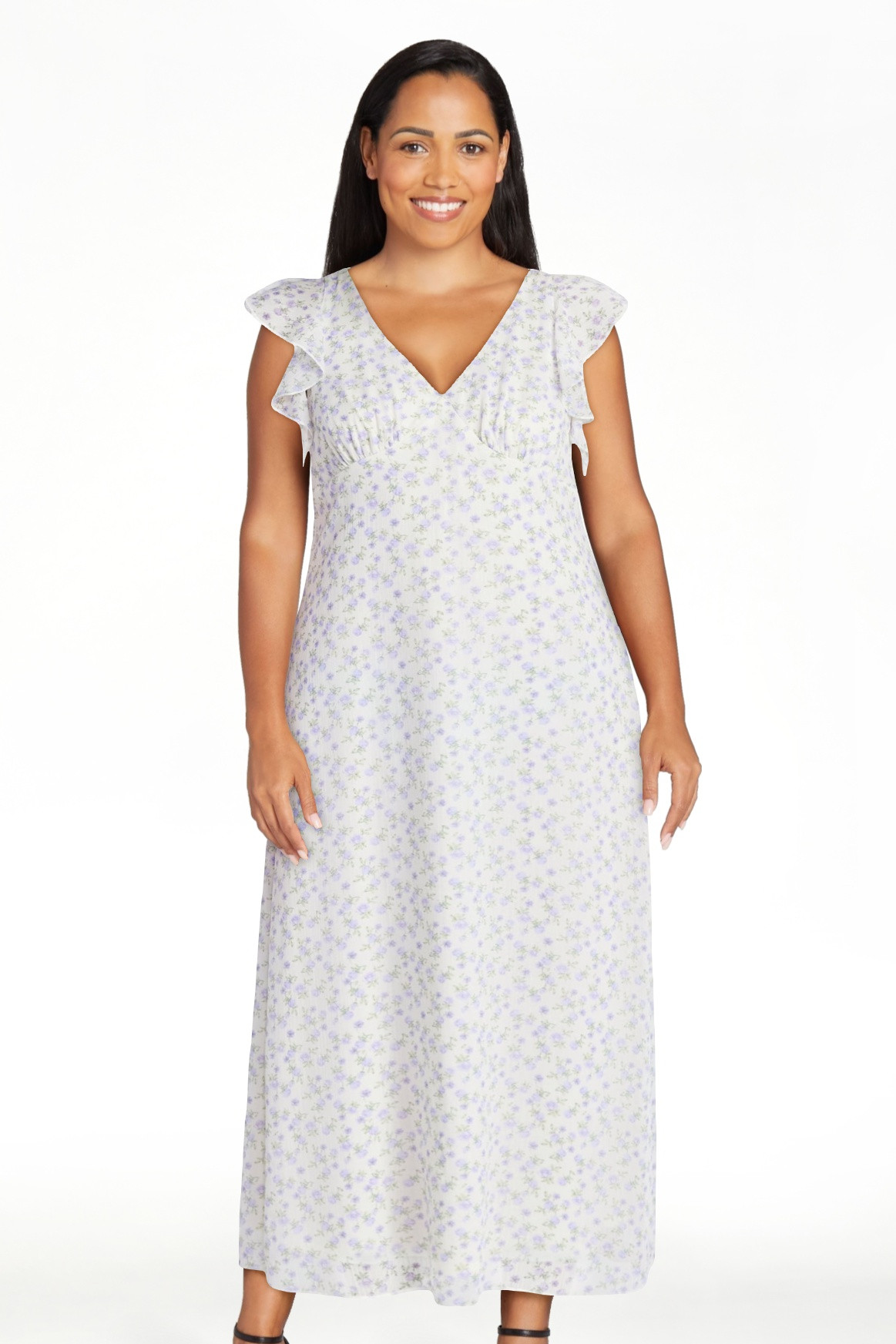 No Boundaries Flutter Sleeve Midi Dress, Women's XXS-XXL | Walmart (US)