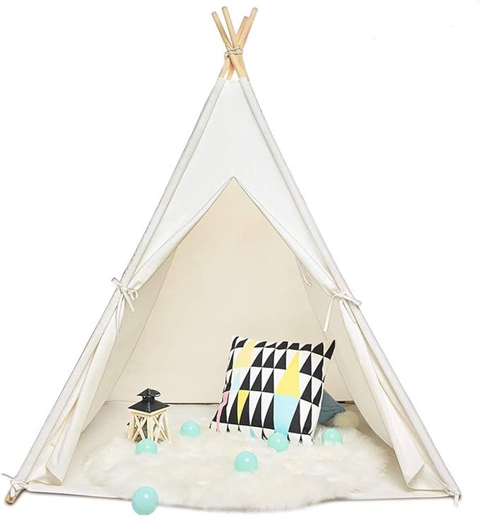 Sisticker Teepee Tent for Kids with Floor Mat+Feathers+ Bunting+Carry Bag- Kids Gifts for Girls a... | Amazon (US)