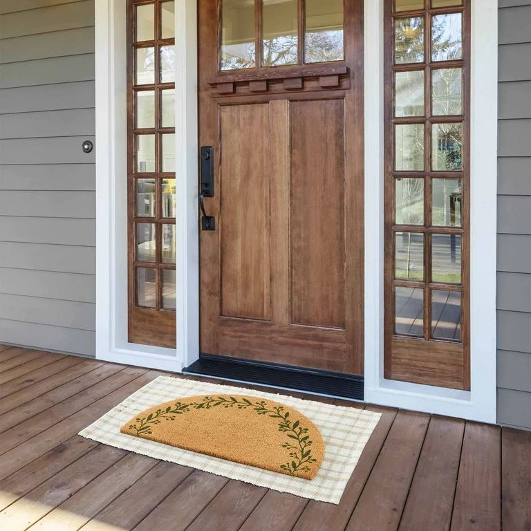 My Texas House Beige Plaid Indoor/Outdoor Layering Rug, 24" x 38" - Walmart.com | Walmart (US)