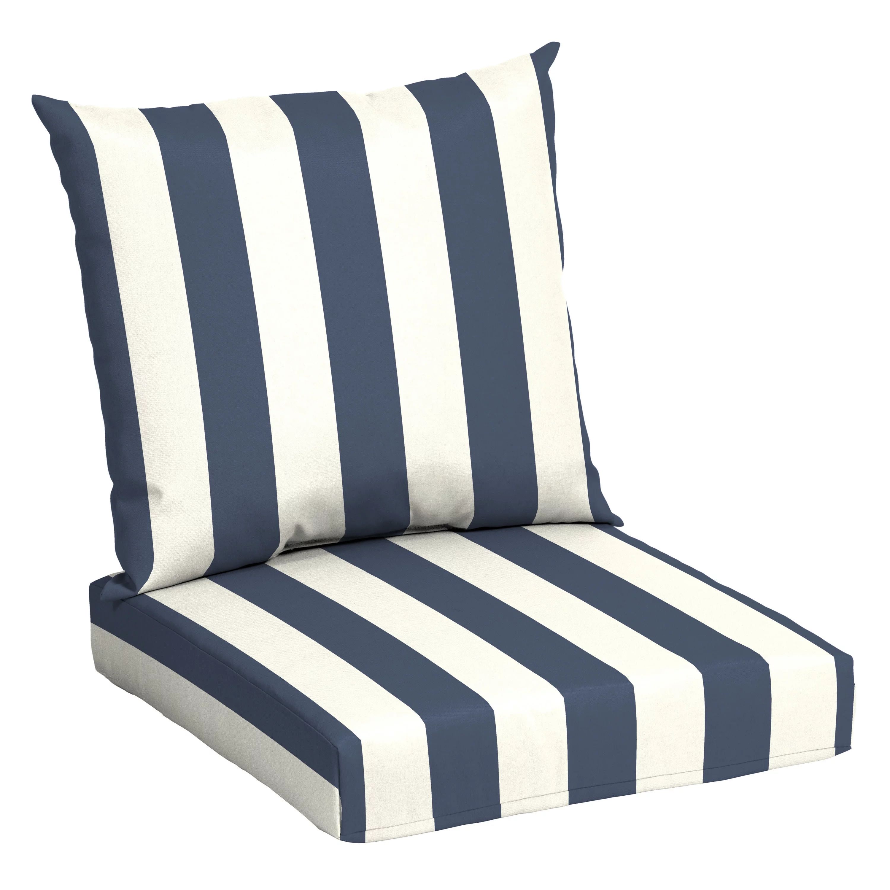 Mainstays 45" x 22.75" Navy Blue Stripe Rectangle Outdoor 2-Piece Deep Seat Cushion | Walmart (US)