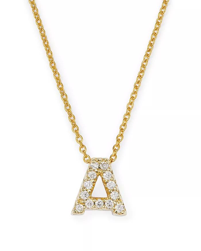 Roberto Coin 18K Yellow Gold and Diamond Initial Love Letter Pendant Necklace, 16" | Bloomingdale's (US)