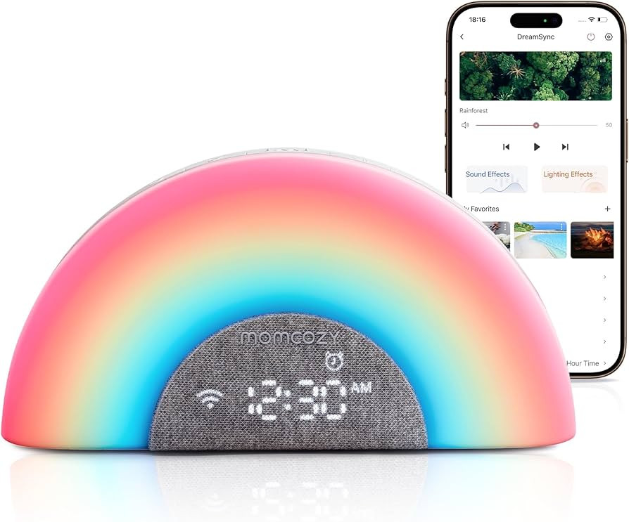 Momcozy DreamSync Tech™ Baby Sound Machine, Night Light, APP Control, Routine Builder, White No... | Amazon (US)