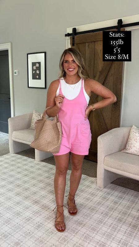 Romper TTS - M 
Cropped tank sized up 1 to L
Wrap sandals TTS & v comfy 
Birk lookalike slides TTS & so comfy 

GRWM to go eat some bbq with my fam! 😍🫶🏼 This pink romper is soooo cute & comfy!!! Looks just like free people for wayyyy less 🤩 The stretch is just 🤌🏼 and it’s so soft. Wear it with a hat & slides to the ball friend ⚾️ or with the wrap sandals like I did to dress it up a bit. ✨ I love the pink & it comes in tons of colors. Wearing it with my new white cropped tank (also stretchy!) & my new lace up sandals. 😍🫶🏼 Romper comes in a long pants jumpsuit version too (I also have & love!). Linking everything with sizing info for y’all on the @shop.ltk app and all details are in the link in my bio on my LTK or amazon storefront 🩷

Direct URL: 

#size8 #midsizestyle #midsizefashion #grwmreel #amazonfashion #amazonfinds #founditonamazon #romper #freepeople #freepeoplestyle #lookforless #outfitreel #momstyle #comfyoutfit 

Size 8 outfit romper free people dupe hot shot onesie lookalike free people look lookalike size m size medium size large midsize mom outfit comfy vacation 

#LTKunder50 #LTKsalealert #LTKFind