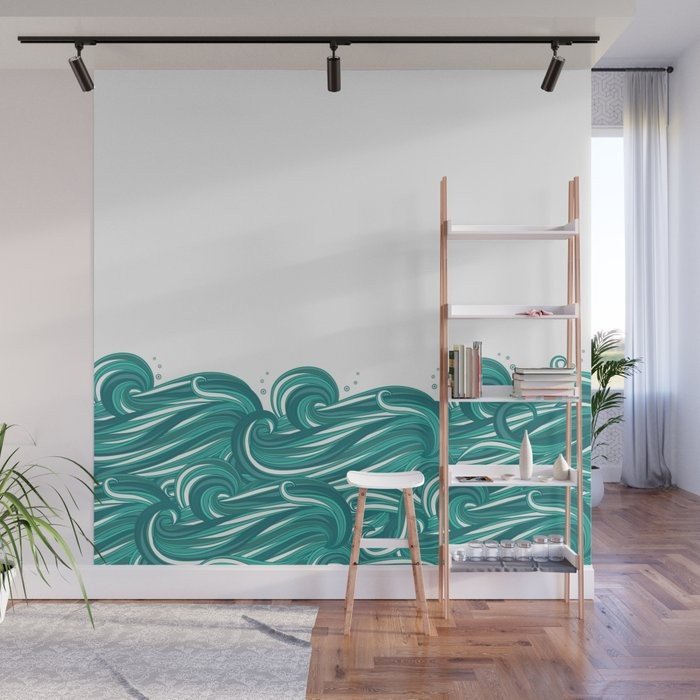 Sea waves Wall Mural | Society6