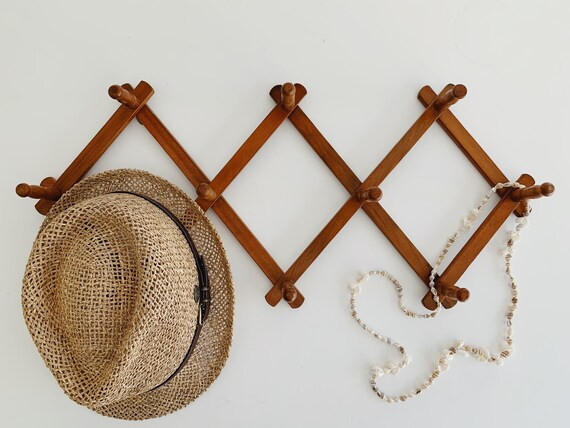 Vintage Small Boho Wood Accordion Peg Rack/Mug/Scarf/Hat/Jewelry Holder/Organizer/Farmhouse/Bohem... | Etsy (US)