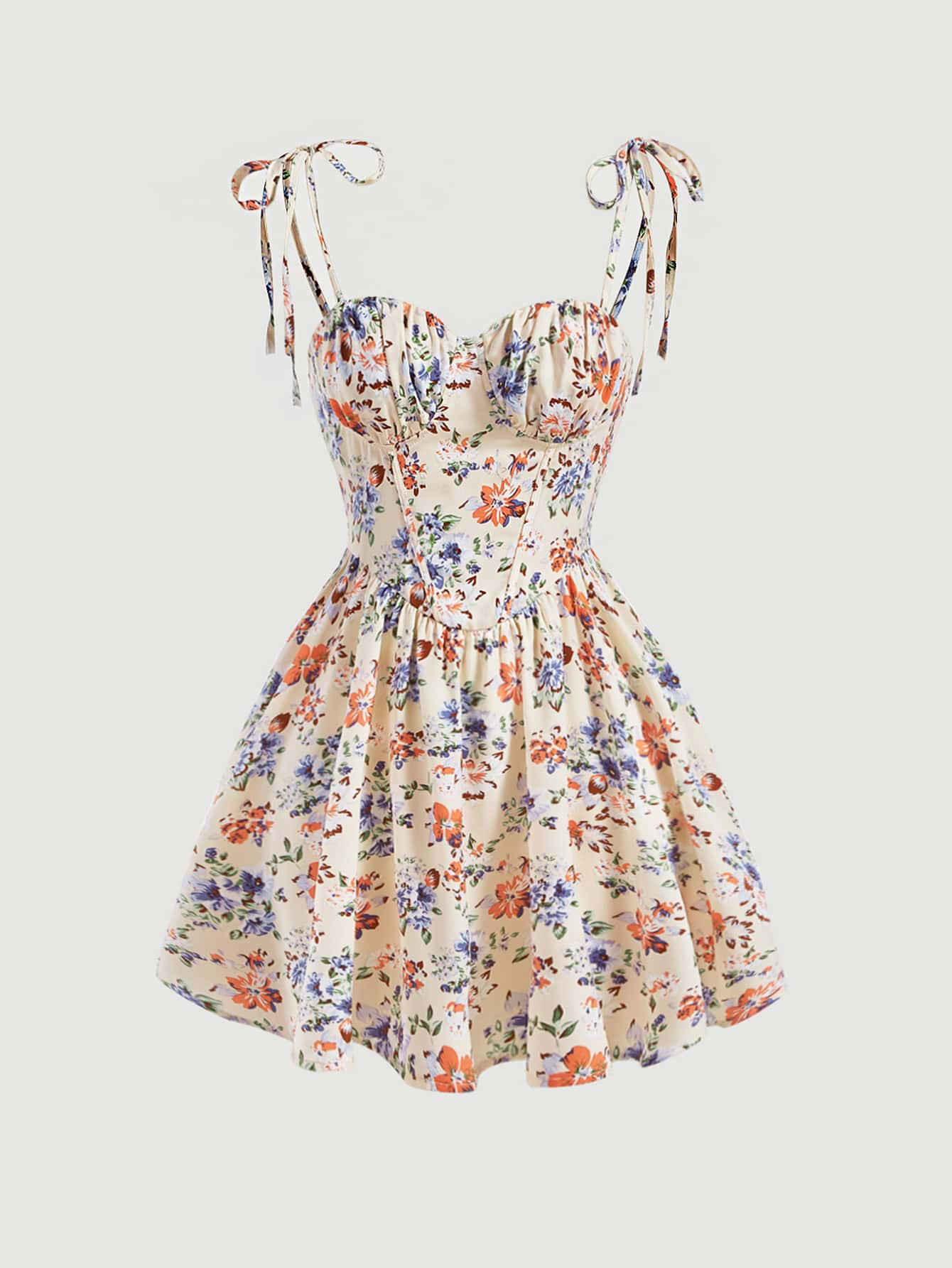 SHEIN MOD Floral Print Tie Shoulder Ruched Bust Cami Dress | SHEIN