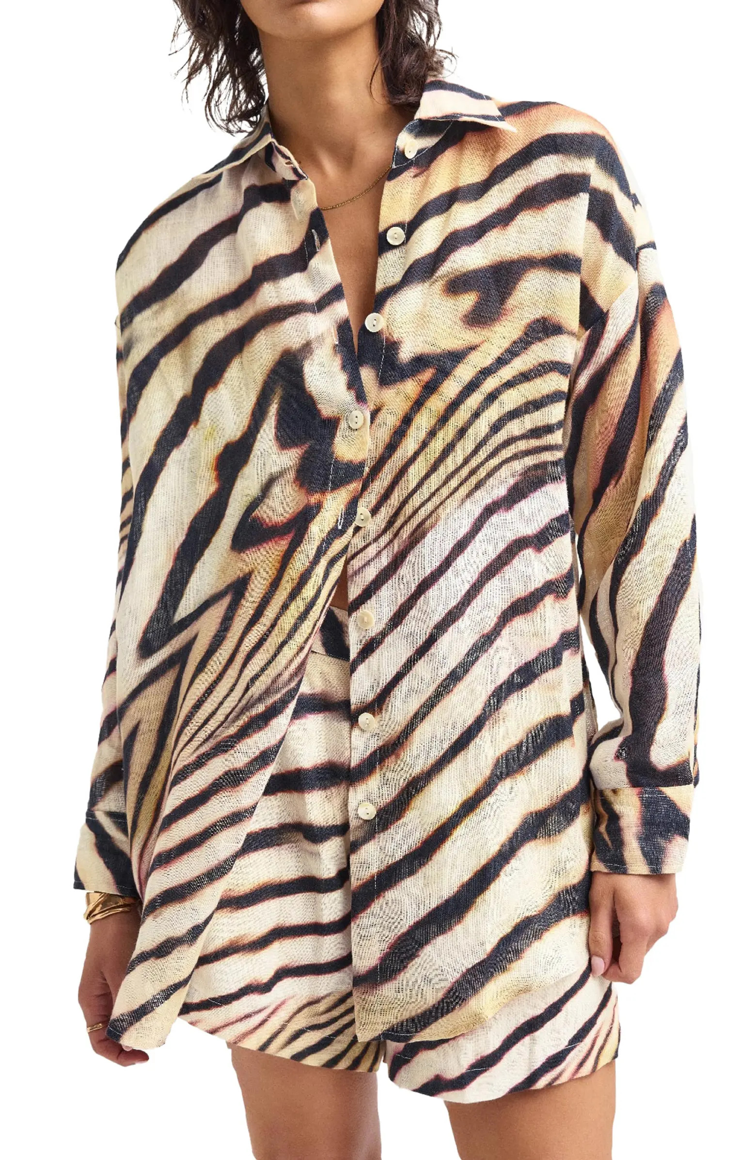 Playa Oversize Linen Cover-Up Shirt | Nordstrom