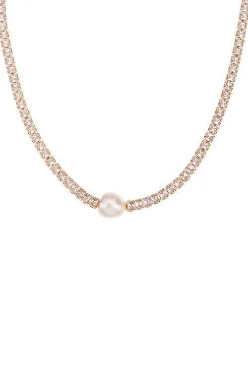 Ettika Freshwater Pearl Tennis Necklace in Gold at Nordstrom | Nordstrom
