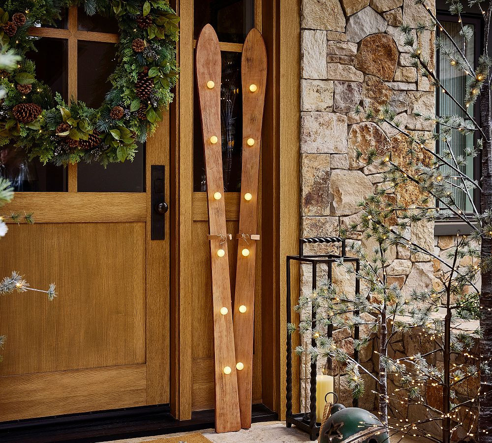 Lit Marquee Decorative Skis | Pottery Barn (US)