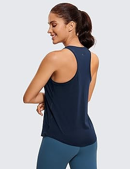 CRZ YOGA Womens Pima Cotton Racerback Workout Tank Tops Scoop Neck Loose Sleeveless Tops Athletic... | Amazon (US)