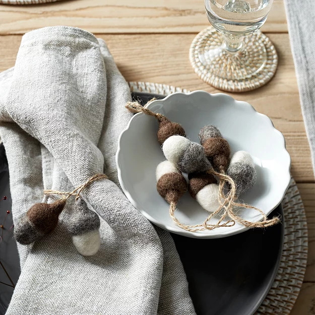 Mini Felt Acorns - Set of 8 | The White Company (UK)