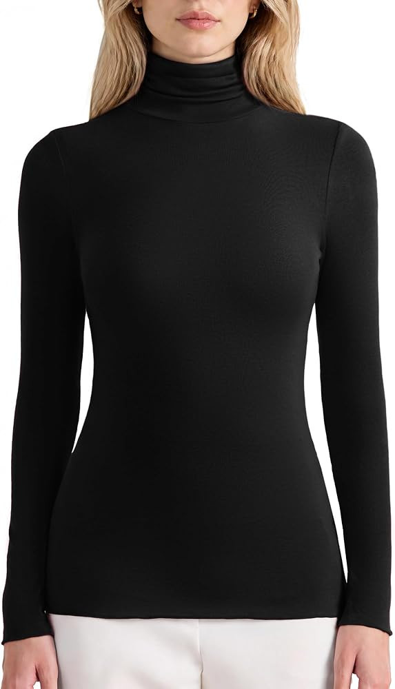 SUUKSESS Women Cashmere Blend Turtleneck Tops Long Sleeve Fitted Fall Shirt | Amazon (US)