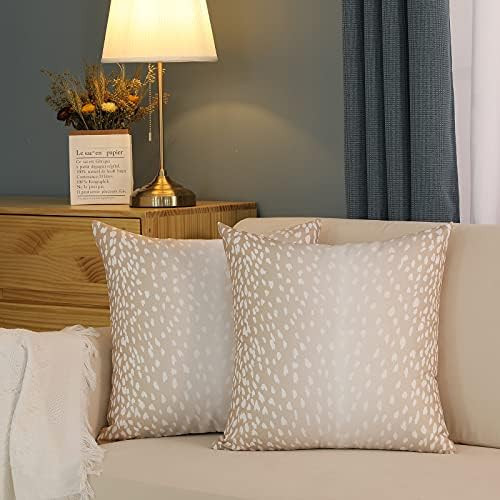 Set of 2 Antelope Pillow Covers, 20x20 Inch Soft Linen Faux Fawn Animal Print Modern Euro Throw P... | Amazon (US)
