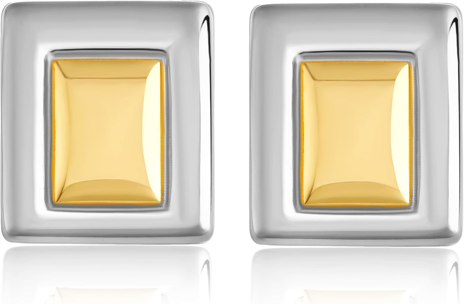 Gold Square Earrings for Women Large Rectangular Stud Earrings Trendy Chunky Geometric Earrings 1... | Amazon (US)