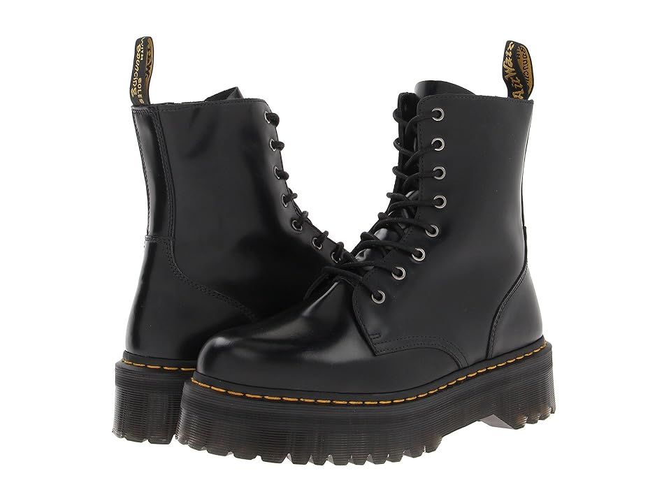 Dr. Martens Jadon Smooth Leather Platform Boots (Black Polished Smooth) Lace-up Boots | Zappos