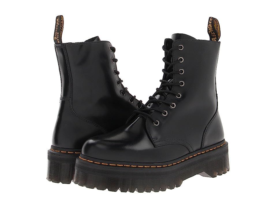Dr. Martens Jadon 8-Eye Boot (Black Polished Smooth) Lace-up Boots | Zappos