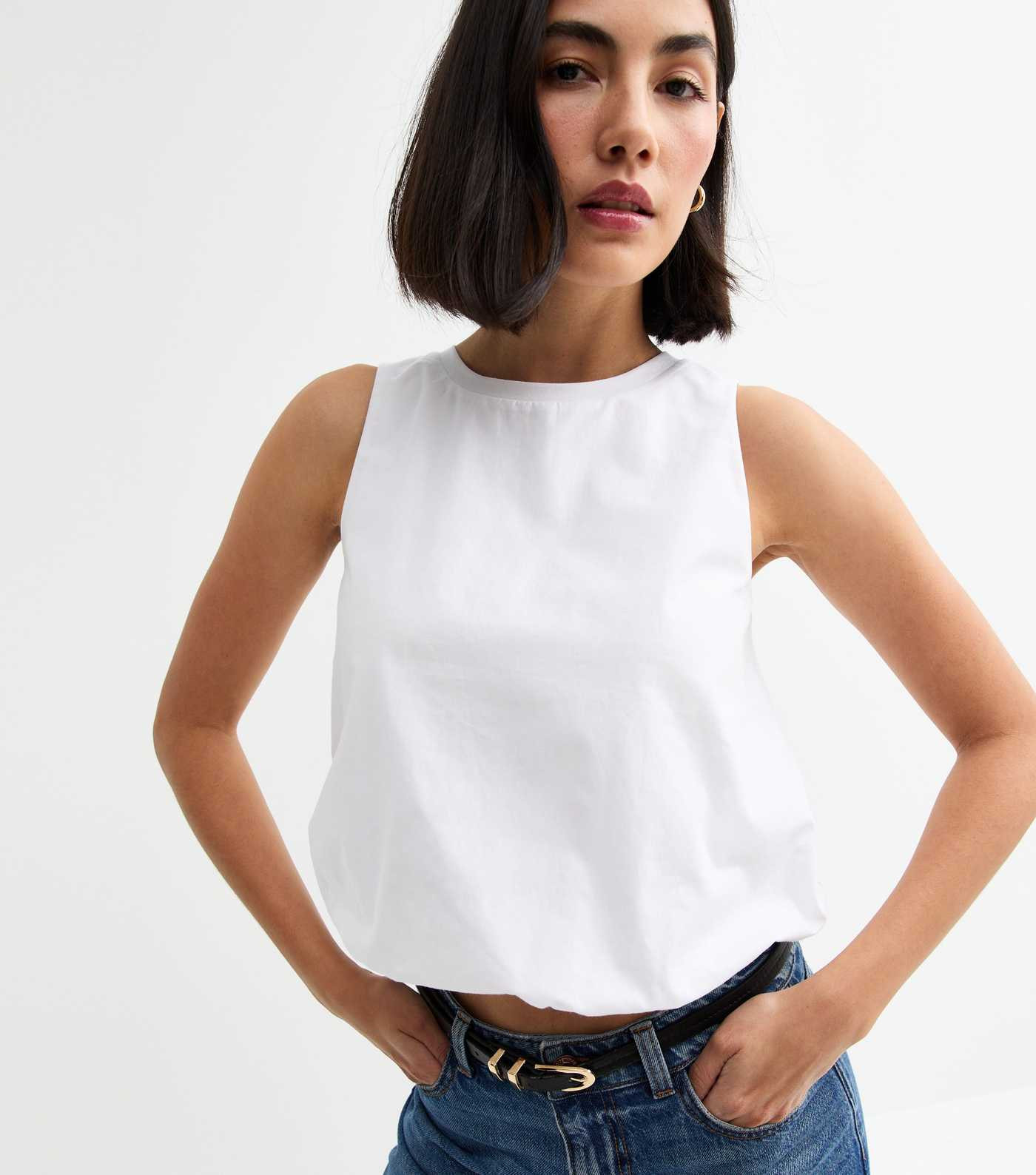 White Bubble Hem Top
						
						Add to Saved Items
						Remove from Saved Items | New Look (UK)