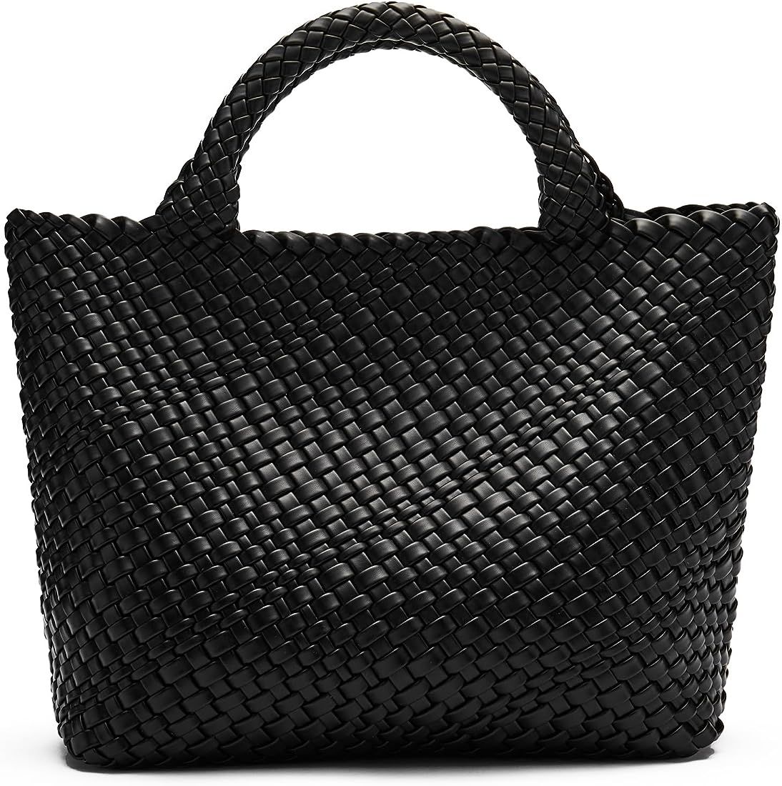 Woven Bags for Women Large Leather Tote Bag Summer Beach Travel Handbags Shopper Shoulder Bag Tre... | Amazon (US)