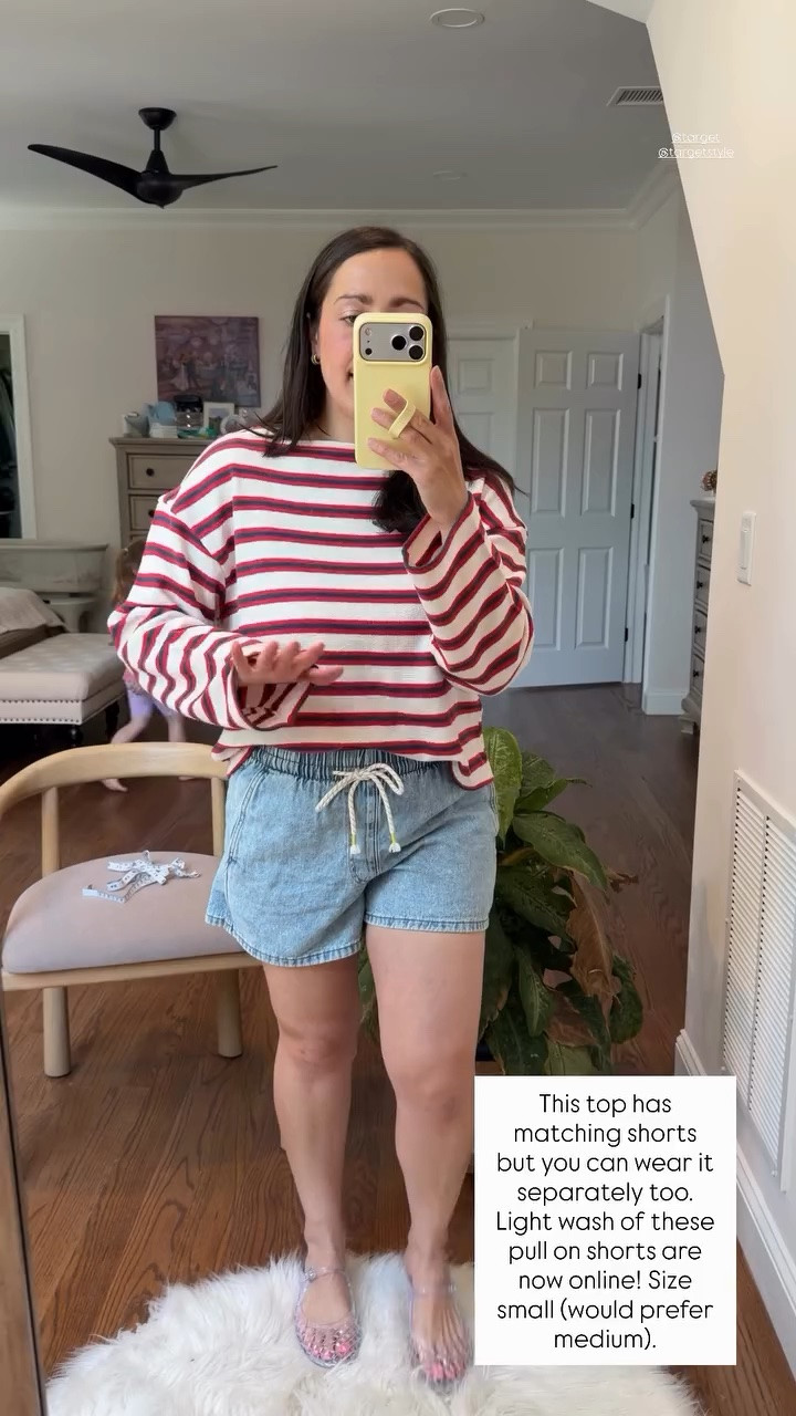 This top has matching shorts but you can wear it separately too. Light wash of these pull on shorts are now online! Size small (would prefer medium). @target @targetstyle