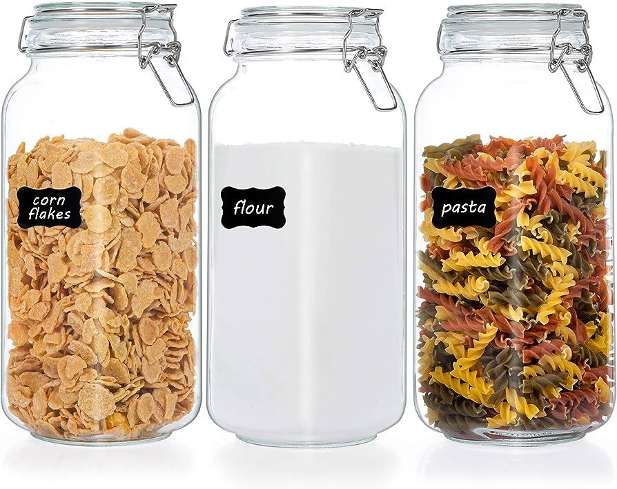 Vtopmart 78oz Glass Food Storage Jars with Airtight Clamp Lids, 3 Pack Large Kitchen Canisters fo... | Amazon (US)