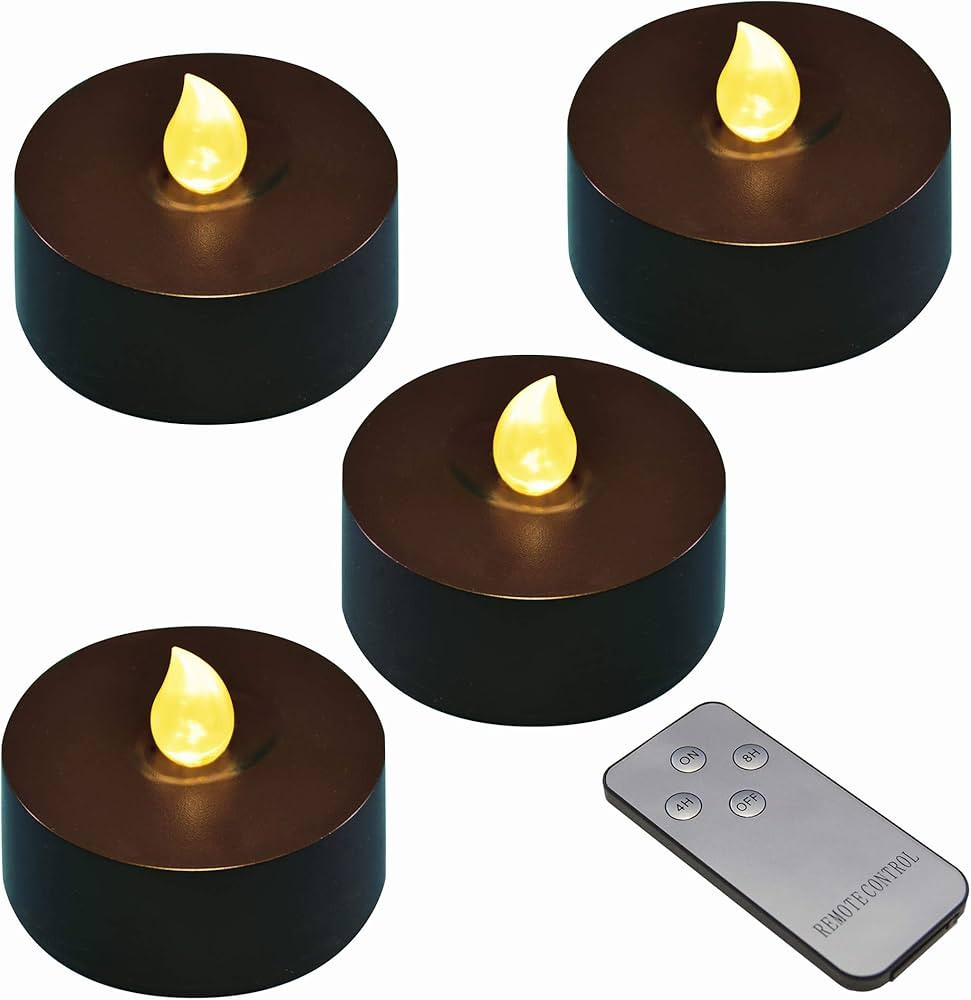 Lumabase Extra Large Battery Operated Tea Lights with Remote Control, Black - Set of 4 | Amazon (US)