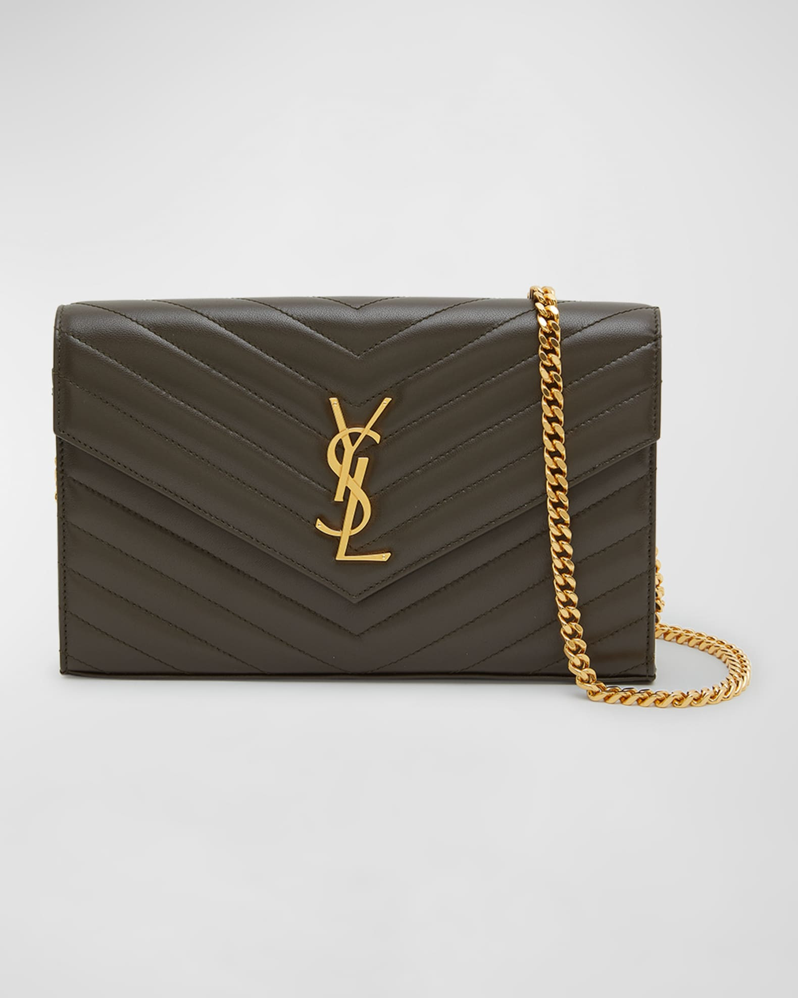 Saint Laurent YSL Monogram Large Wallet on Chain in Smooth Leather | Neiman Marcus